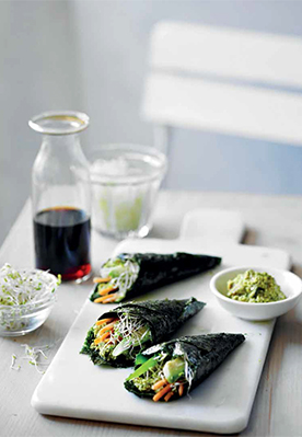 A photo of temaki rolls