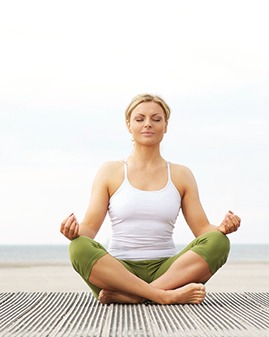 A photo of a woman doing yoga