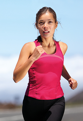 A photo of a woman running