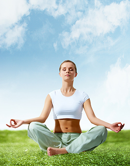 A photo of a woman doing yoga